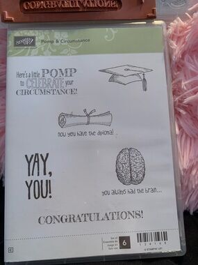 Stampin' Up! Pomp & Circumstance Stamp Set - White, Green, Pink